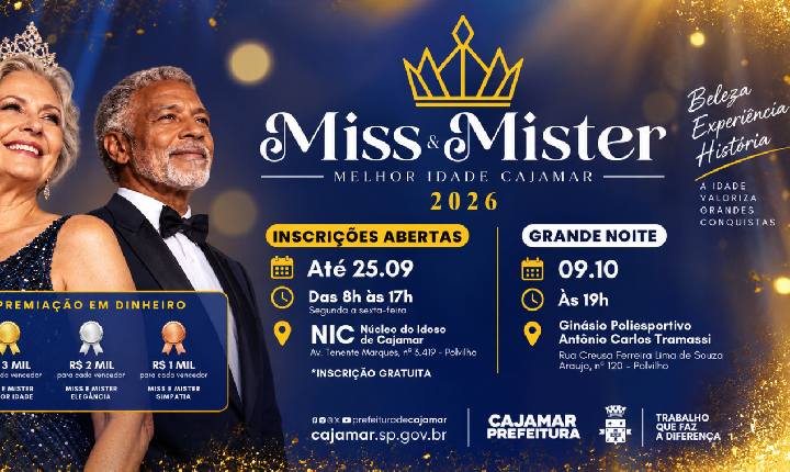 Cajamar abre inscrições para o Concurso Miss e Mister Melhor Idade 2026