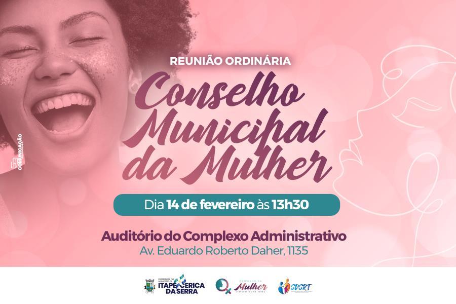 Conselho da Mulher tem reunião marcada para o dia 14 de fevereiro