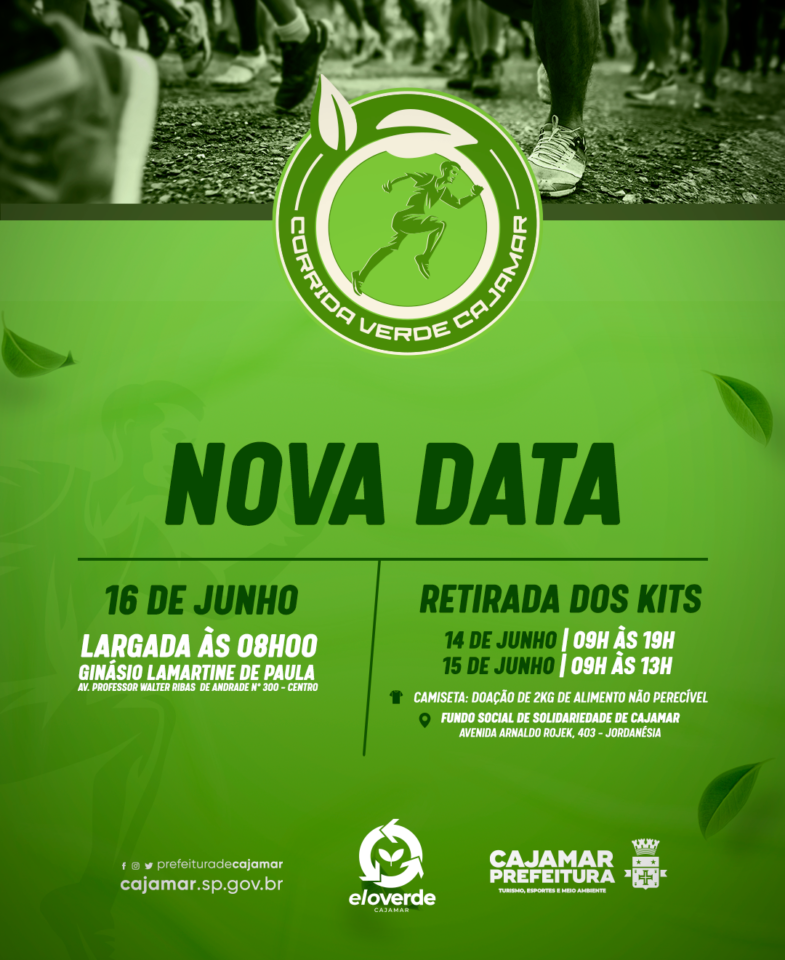 Nova data: Corrida Verde de Cajamar é transferida para o dia 16 de junho