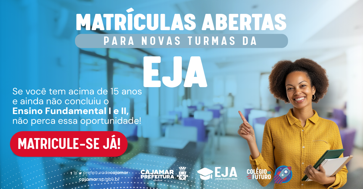Matrículas abertas para novas turmas de Educação de Jovens e Adultos