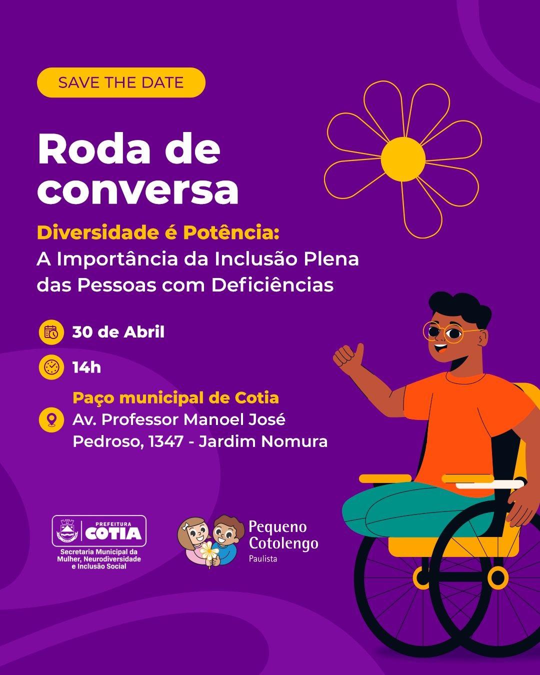 Cotia terá roda de conversa aberta ao público sobre inclusão e diversidade