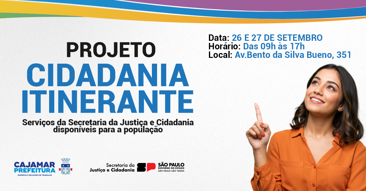Cajamar recebe ação “Cidadania Itinerante” nos dias 26 e 27 de setembro