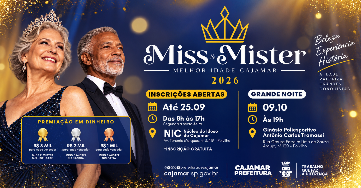Cajamar abre inscrições para o Concurso Miss e Mister Melhor Idade 2026