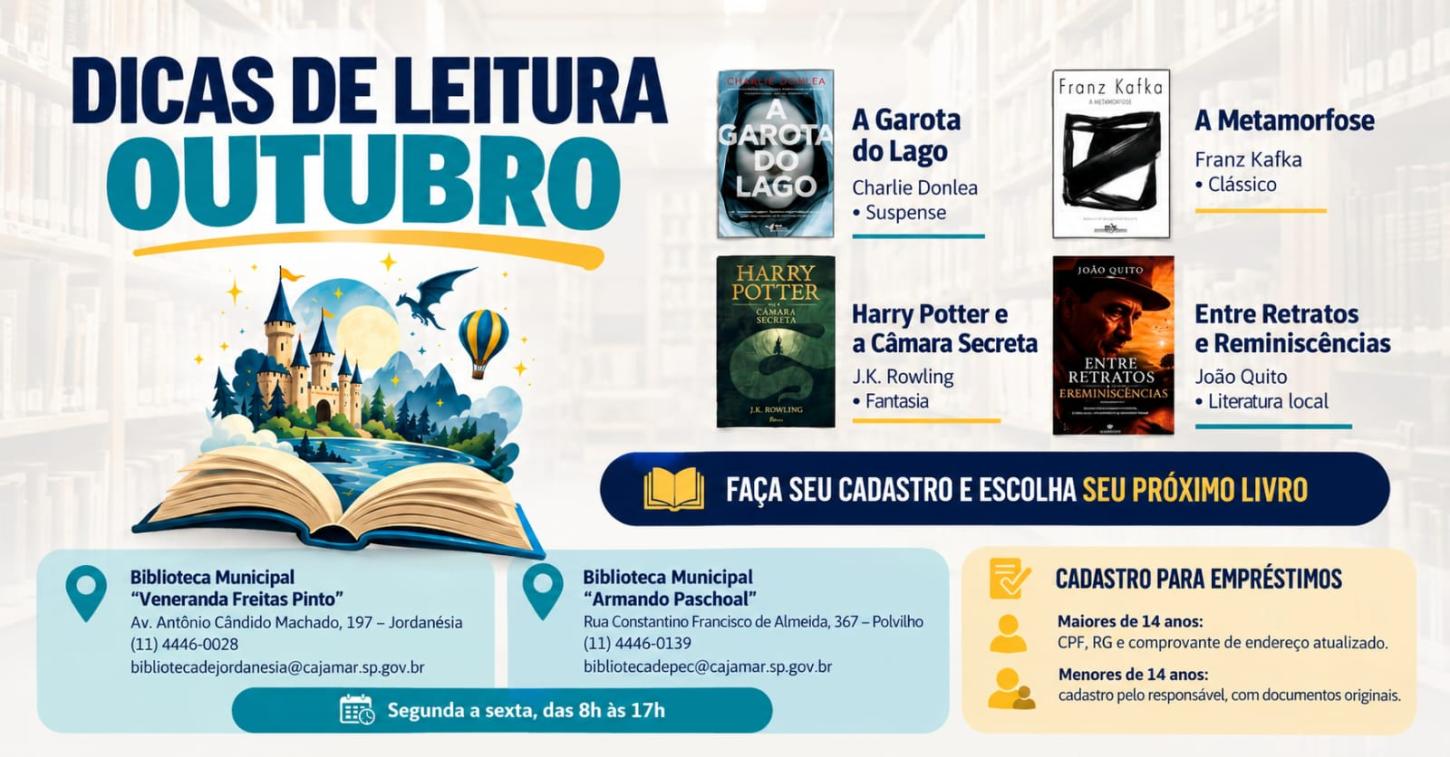Dicas de leitura de outubro reúnem mistério, fantasia, clássicos e literatura local